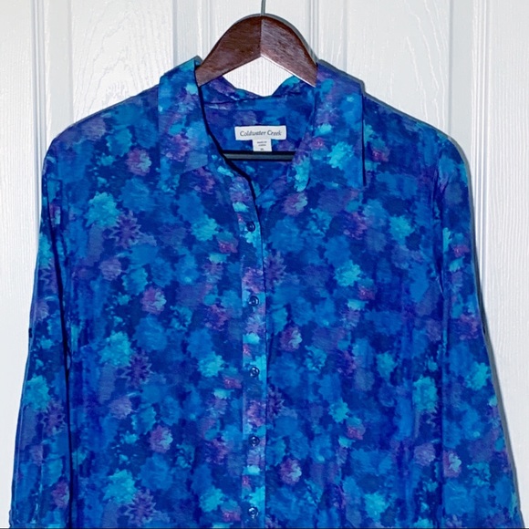 Watercolor Blue Long Sleeve Button Down Sz XL / 16 - Picture 2 of 7